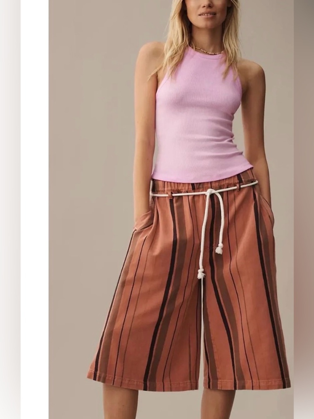 NEW Pilcro Anthropologie Striped Cropped PJ Wide Leg Jeans Women's Size Small